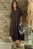 Salcombe Chalk Stripe Cotton Cocoon Dress Chocolate